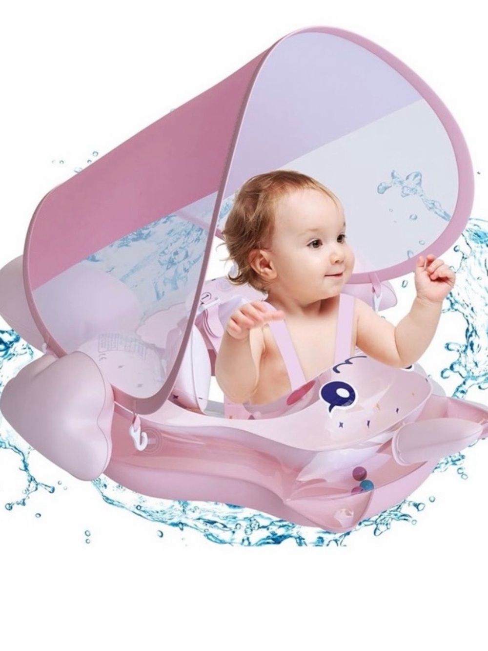 Amazon Kids Swim Inflatable Baby Float with Sun Canopy - Pink